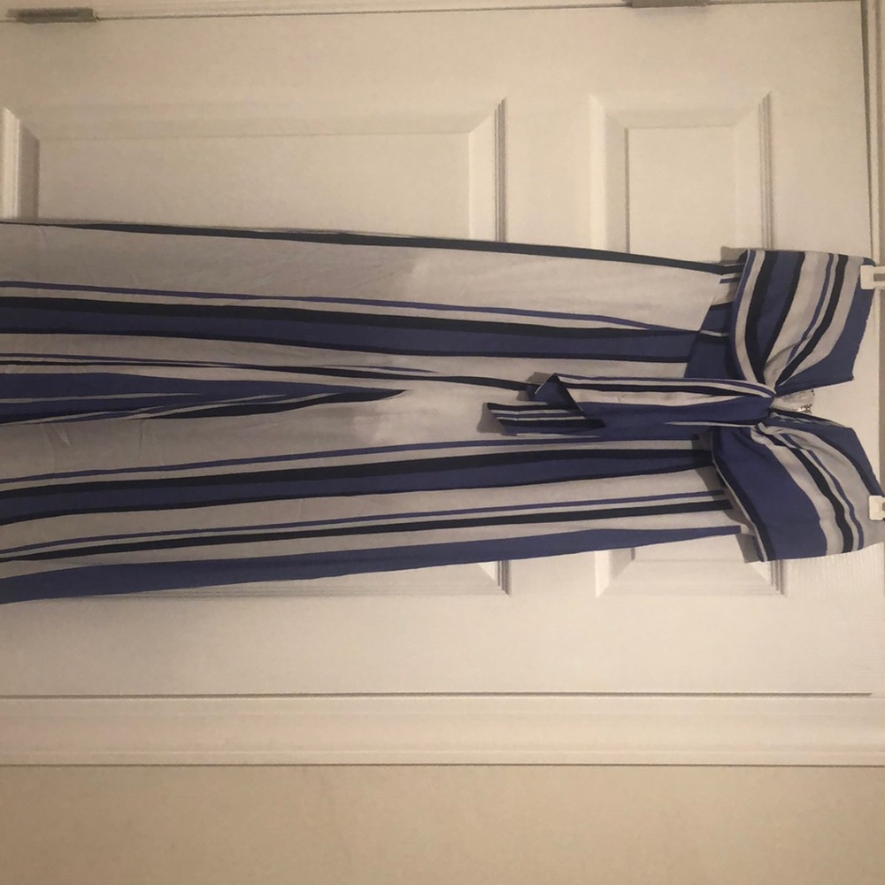 Blue and white Vici Romper NWOT